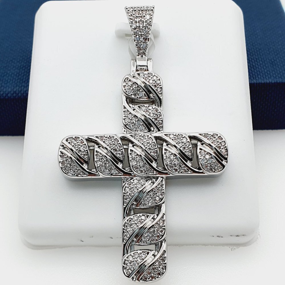"925 Sterling Silver Plated CZ Pendant, EVBRS341